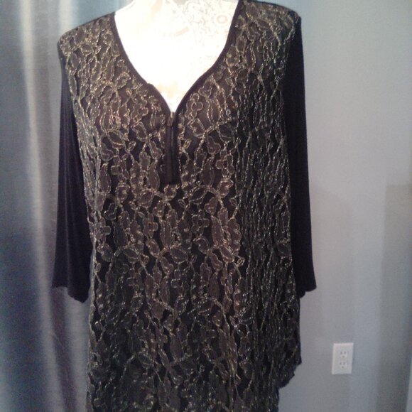 Black & Gold Lace Blouse - Picture 1 of 7